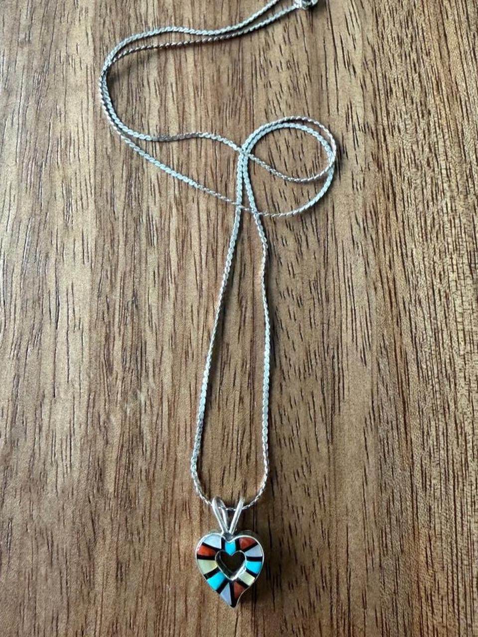 Hopi Handmade 80s Sterling Heart Pendant Necklace